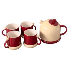 Hesii 摩登女孩 愛心茶壺, 1個, 紅色, 茶壺 1個 + 杯子 4個