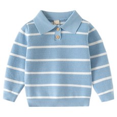 EYOUMONG 兒童寬鬆版撞色翻領長袖針織T恤 E5W129