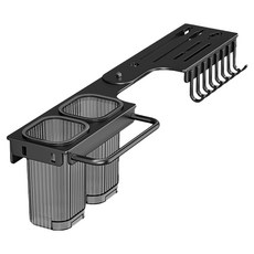 SUNORO 可調節旋轉式多功能廚房一體式刀架 雙杯帶8鉤, 1個, 黑色