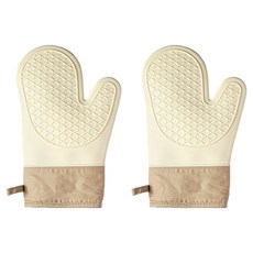 솔브리빙 이중보호 두꺼운 실리콘 업소용 제빵용 오븐장갑, 오프화이트, 2개