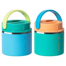 THERMOFLASK 不鏽鋼食物悶燒罐 2件組, 水藍色 + 湖水綠色, 1套, 591ml