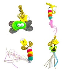 MAAH 貓咪飛行吊飾 獨自玩耍狩獵遊戲玩具 4件組, 1套, 混合顏色