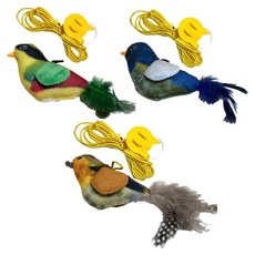 MAAH 貓咪飛行鳥吊飾 會發聲的狩獵遊戲玩具 3件組, 1套, 混合色