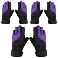 HIGH MOUNT Jeko 智慧觸控七分防寒半指手套 雙手穿戴套組, 紫色, 3套