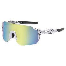 Golden Rabbit 自行車 跑步 釣魚 高爾夫 鏡面變色鏡片 運動防風太陽眼鏡, GR04白黑色, 1個