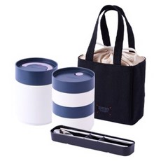 LocknLock 樂扣樂扣 All-fit 保溫便當 480ml + 230ml + 310ml 套組 LHC8014IVY, 象牙白 + 海軍藍, 1套