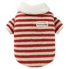 寵物寵穿搭系列 搖粒絨條紋寵毛孩兩腳衣, 1個, 紅色