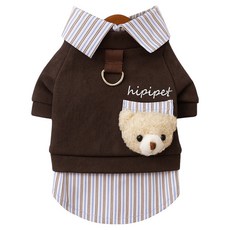 寵物寵穿搭系列 明星款假兩件襯衫寵毛孩兩腳衣, 1個, 棕色
