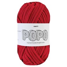 Knitt POPOYAN 布藝紗管紗鉤針包編織線 100g, 24 紅色, 1個