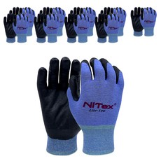 NiTex 超輕量絲襪NBR泡棉工作用手套 M LITE-190 雙手穿戴套組, 藍色, 10套