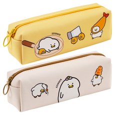 포포팬시 넉넉한수납 찌덕이 펜파우치 2종 세트, 혼합색상, 1세트