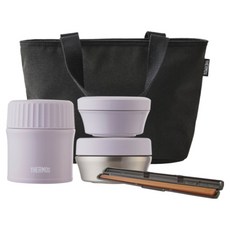 써모스 뉴 플라스틱 245ml + 스테인리스 340ml + 보온 도시락 300ml 세트 TKLG-901, 퍼플, 1세트