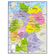 Jido.com 德國地圖 覆膜款 英文版 小(78 x 110 cm), 1個