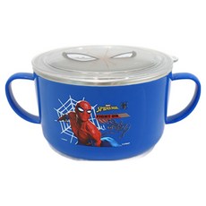 LiLFANT 漫威蜘蛛人附蓋不鏽鋼雙耳麵碗, 1個, 藍色
