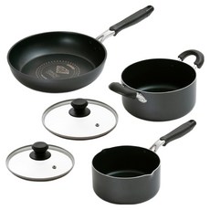 IRIS OHYAMA 愛麗思歐雅瑪 鑽石塗層鍋具 湯鍋5件組 DCI-FP5S, 雙耳湯鍋20cm + 湯鍋16cm + 平底鍋26cm + 鍋蓋16cm + 鍋蓋20cm, 黑色, 1套