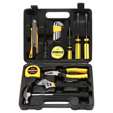 ZIPJOY 多功能家用五金工具箱套裝16件組, 1套, 老虎鉗 + 活動扳手 + 美工刀 + 螺絲刀 3支 + 內六角 5支 + 絕緣膠布 + 數顯電筆 + 捲尺 + 羊角錘 + 收納盒