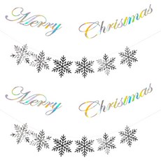 PARTY 09 聖誕佈置拉旗套組, 銀色, 2套