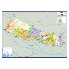 Jido.com 尼泊爾地圖 覆膜 英文版 小(110 x 78 cm), 1個