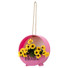 KODACHIEF 조화 인테리어 베란다 북유럽풍 벽걸이 꽃 바구니 행거 세트 20cm, 14레드플라워바구니 + 해바라기, 1개