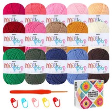 Knitt Milk Pop 鉤針祖母方格卡牌組 50款設計 編織DIY套組, D套組 平衡版, 1套