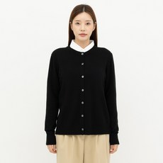 Elsso 女性大尺碼彈性圓領針織開襟衫