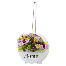 KODACHIEF 조화 인테리어 베란다 북유럽풍 벽걸이 꽃 바구니 행거 세트 20cm, 6화이트플라워바구니 + 로즈댄스, 1개