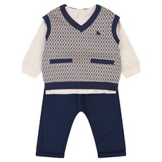 ETTOI Logan緹花領T恤 + 圖案背心 + 下身套裝