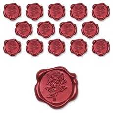 아이엔피 입체 실링 왁스스티커 2.9cm, 레드로즈, 15개
