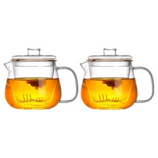 로체스터 내열유리 거름망 티포트, 투명, 2개, 500ml