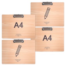 POPO FANCY 簡約木質橫式A4文件板夾, 隨機出貨, 4個