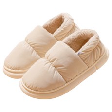 XTER 男女通用冬季羽絨拖鞋 防水保暖室內外兩用居家拖鞋, 白色, 1個