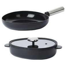 nEOFLam FIKA FIKA APEX 電磁爐鍋具平底鍋組, 黑色, 1套, 火鍋 26cm + 平底鍋 24cm