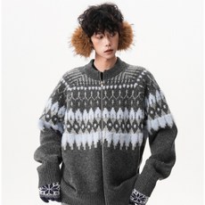 JTL 男士時尚穿搭寬鬆版針織拉鍊外套