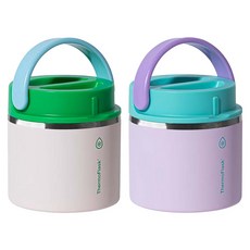 THERMOFLASK 不鏽鋼食物悶燒罐 2件組, 白色 + 淺紫色, 1套, 591ml