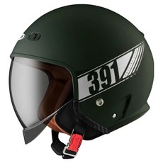 ZEUS HELMET 瑞獅 素色版復古安全帽內崁式遮陽鏡片款 ZS-391 A29, 消光石墨綠