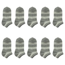 大尺碼運動休閒無氣墊襪 10雙組, 灰色, 1套