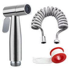 PDS Living 強力沖洗浴室 304不鏽鋼清潔噴槍頭 + 2m軟管 + 螺紋密封帶套組, 混合色, 1套