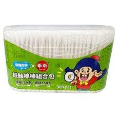 奈森克林 紙軸棉棒組合 乖乖聯名款 粗 150 支 + 螺 150 支 50g, 1個, 300個裝
