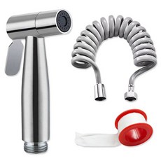 PDS Living 強力沖洗浴室 304不鏽鋼清潔噴槍頭 + 5m軟管 + 鐵氟龍膠帶組合, 混合色, 1套