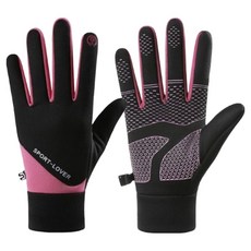 JAEI PARK 女性用冬季自行車駕駛運動防水觸控螢幕手套 雙手配戴組, 玫瑰粉紅色, 1套