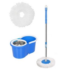 Movus 旋轉拖把清潔器 洗滌脫水桶 + 拖把桿 + 超細纖維拖布 2p 組 小型 金屬, 1套