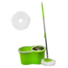 Movus 旋轉拖把清潔器 洗滌脫水桶 + 拖把桿 + 超細纖維拖布 2p 組 小型 金屬, 1套