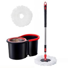 Movus 旋轉拖把清潔器 洗滌脫水桶 + 拖把桿 + 超細纖維拖布 2p 組 小型 金屬, 1套