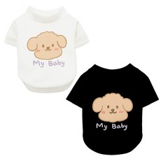 寵物穿搭系列 熊寶貝寵毛孩兩腳衣2件組, 白色 + 黑色, 1套