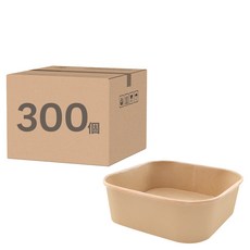 ONEFU 正方純牛皮碗1000ml, 300個裝, 1箱