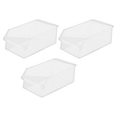 BANGJIASHI 斜口收納盒 廚房收納 櫥櫃收納 冰箱收納盒, 透明色, 3個