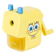 deLi 得力 海綿寶寶 5段筆芯調節 角色巨無霸鉛筆適用 桌上型旋轉削鉛筆機, 黃色, 1個