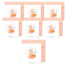 動物留言卡 + 信封組, 兔子(卡片), 隨機出貨(信封), 7套