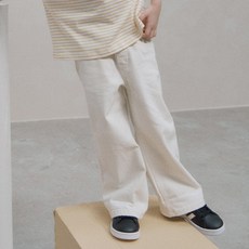 ROANJANE 兒童牛奶色捲邊牛仔褲