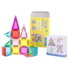 韓國 MYTOYS 迷你彩色磁力片積木 38p + 鐵盒組, 1套, 混合顏色